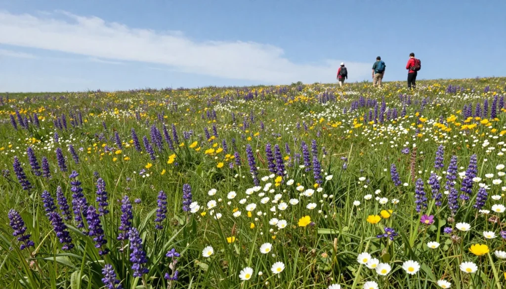 Andrews Bald covered in colorful wildflowers during summer