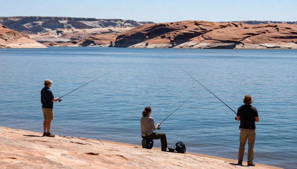 Anglers fishing from shore at Lake Pueblo State Park Anglers fishing from shore at Lake Pueblo State Park