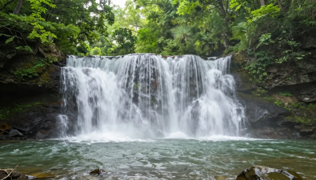 Bald River Falls waterfall cascading in Cherokee National Forest with surrounding forest and rocks