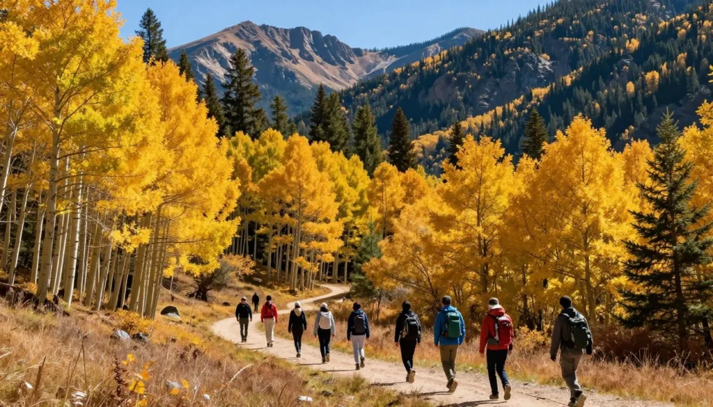 Big Cottonwood Canyon in autumn with golden aspen trees