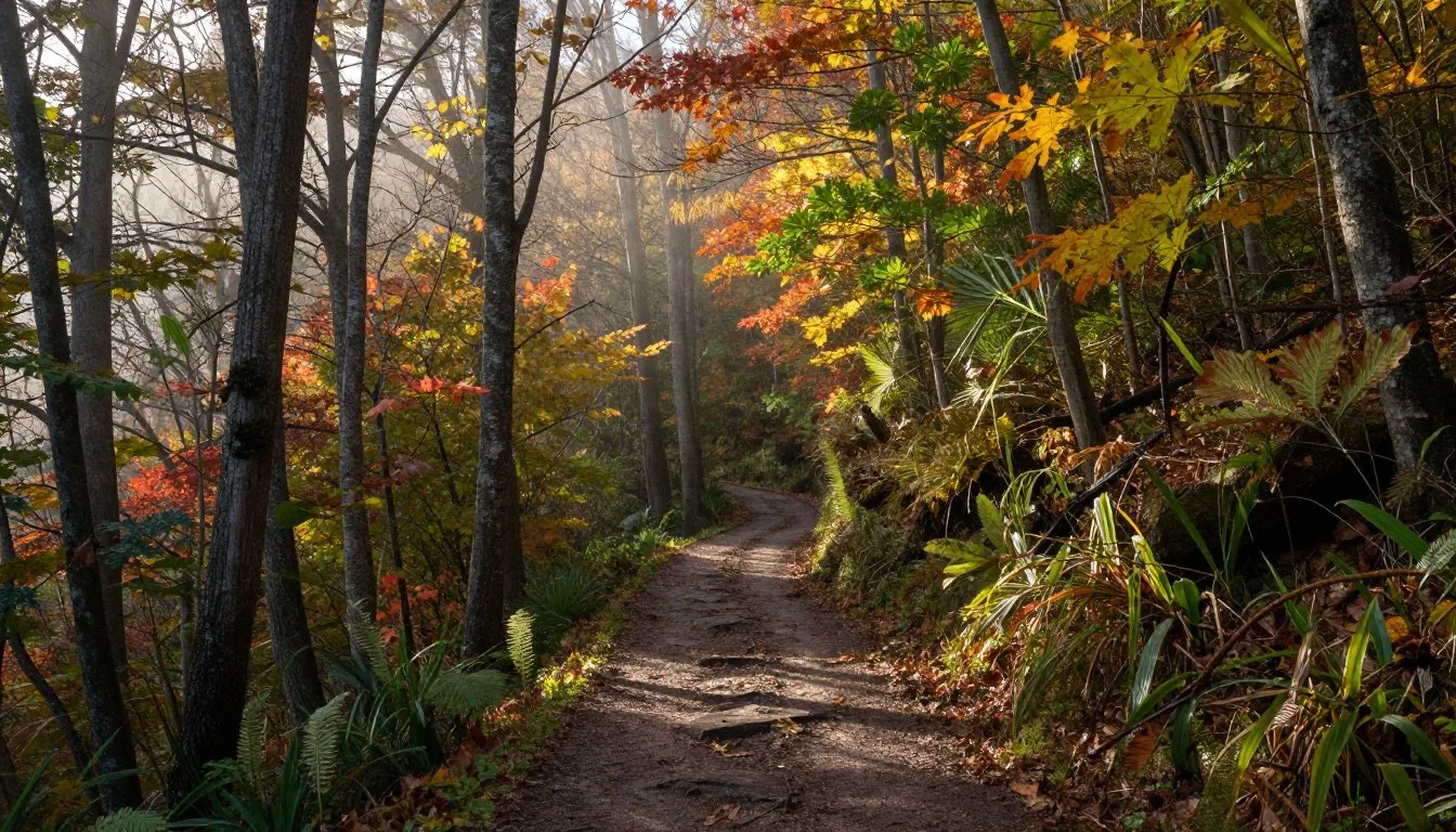 Big Frog Mountain Tennessee wilderness trail winding through dense forest with autumn foliage