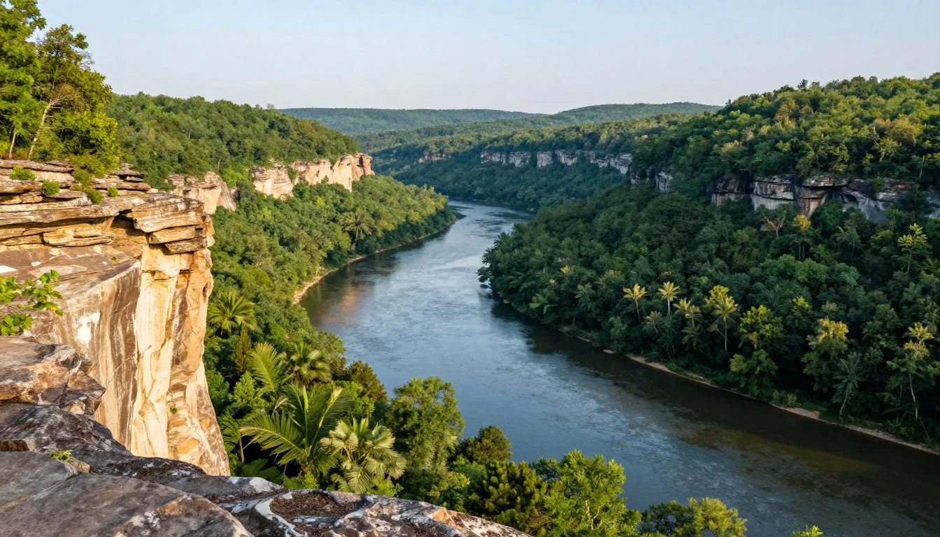 Big-South-Fork-National-River-and-Recreation-Area-Tennessee-scenic-river-gorge-with-sandstone Big South Fork National River and Recreation Area Tennessee scenic river gorge with sandstone cliffs and forest