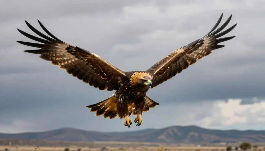 Birdwatching opportunities showing golden eagle in flight over mesa