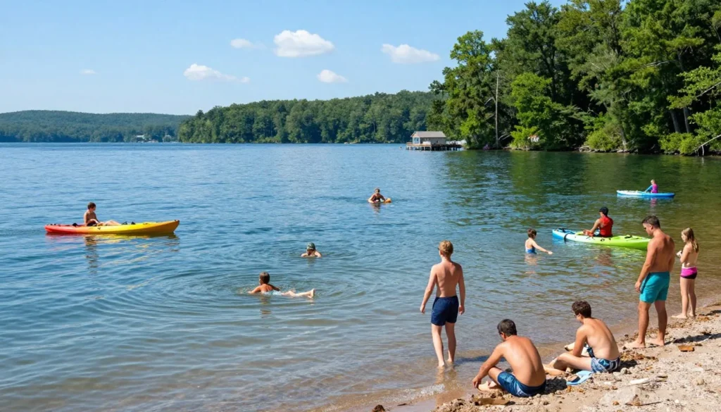 Boone Lake Tennessee on perfect summer day with families enjoying water activities