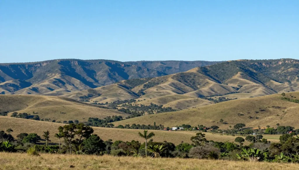 Border crossing area showing natural landscape between Southern African countries Border crossing area showing natural landscape between Southern African countries
