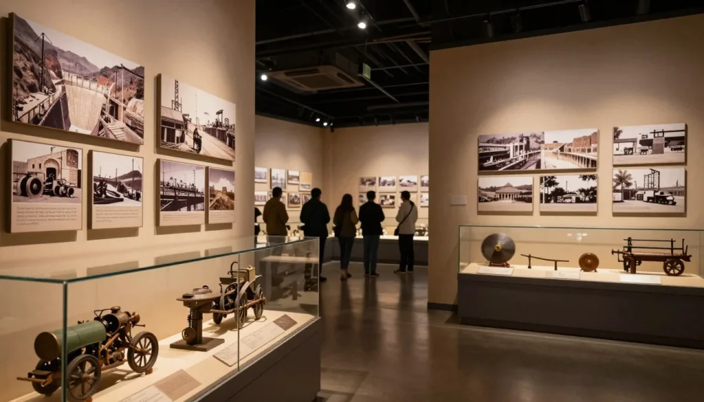 Boulder City Hoover Dam Museum interior with historical artifacts Boulder City Hoover Dam Museum interior with historical artifacts
