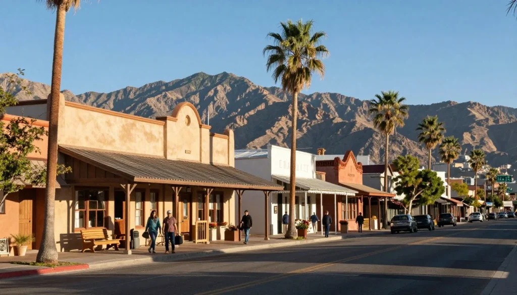 Boulder City Nevada historic downtown area with hotels and accommodations Boulder City Nevada historic downtown area with hotels and accommodations
