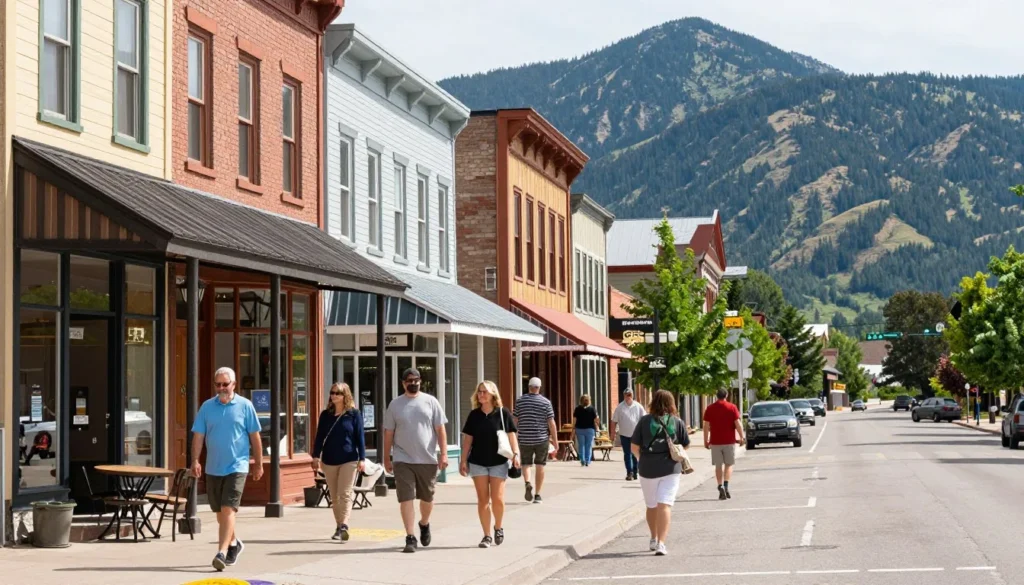 Buena Vista downtown main street with mountain backdrop and local shops Buena Vista downtown main street with mountain backdrop and local shops