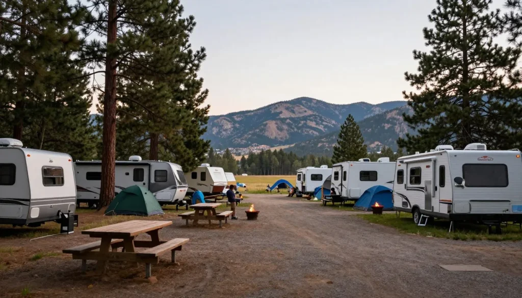 Camping area at Jordanelle State Park with tents and RVs