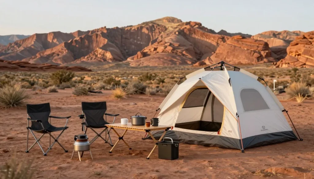 Camping setup in Grand Staircase–Escalante dispersed camping area Camping setup in Grand Staircase–Escalante dispersed camping area