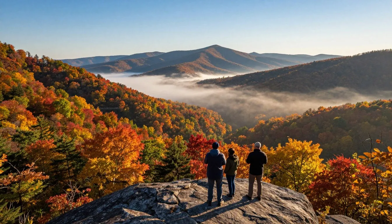 Cedar-Island-Tennessee-scenic-mountain-valley-with-autumn-foliage-and-morning-mist Cedar Island Tennessee scenic mountain valley with autumn foliage and morning mist