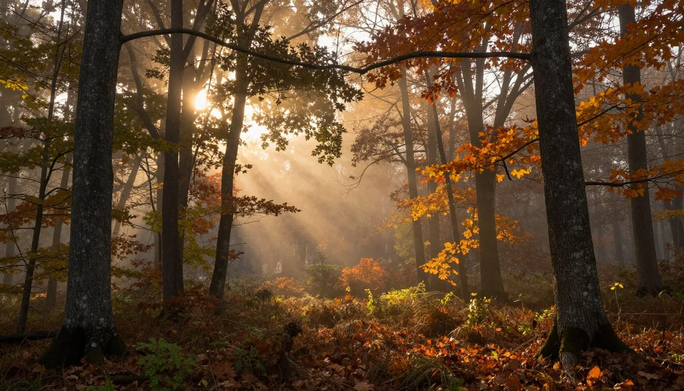 Cheatham Wildlife Management Area Tennessee sunrise over hardwood forests