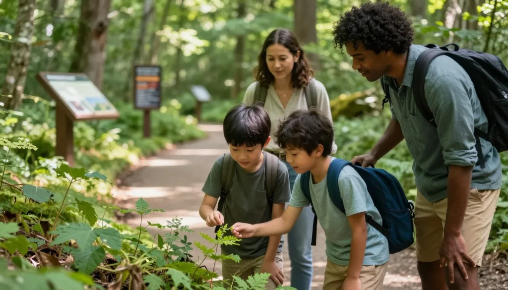 Children exploring nature trail in Great Smoky Mountains near Cedar Island