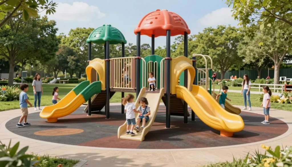 Children playing in designated playground area