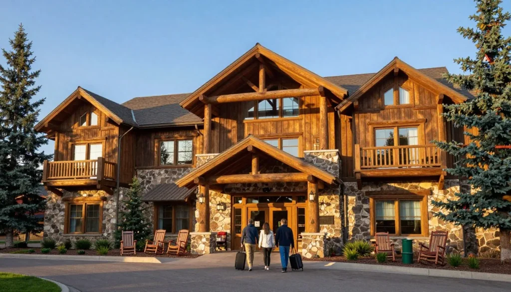 Comfortable lodge-style accommodation exterior in Colorado mountain setting near Royal Gorge Comfortable lodge-style accommodation exterior in Colorado mountain setting near Royal Gorge