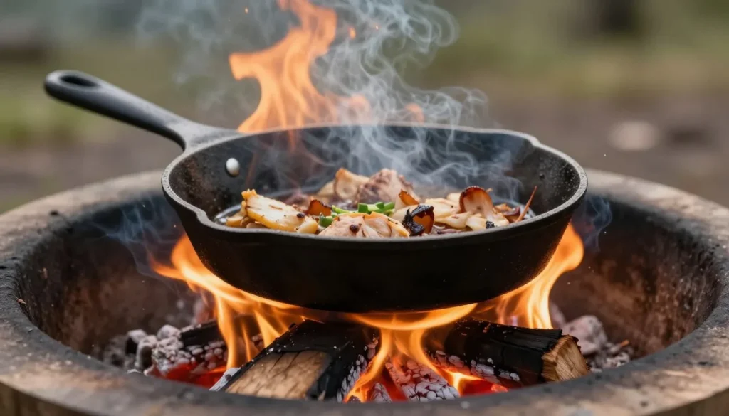 Cooking over campfire at Big Hill Pond State Park