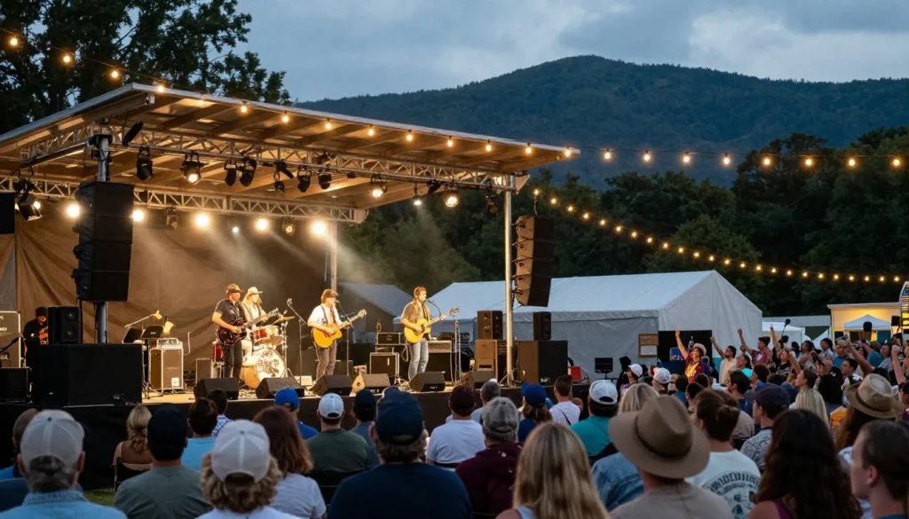 Country music festival stage performance in Pigeon Forge