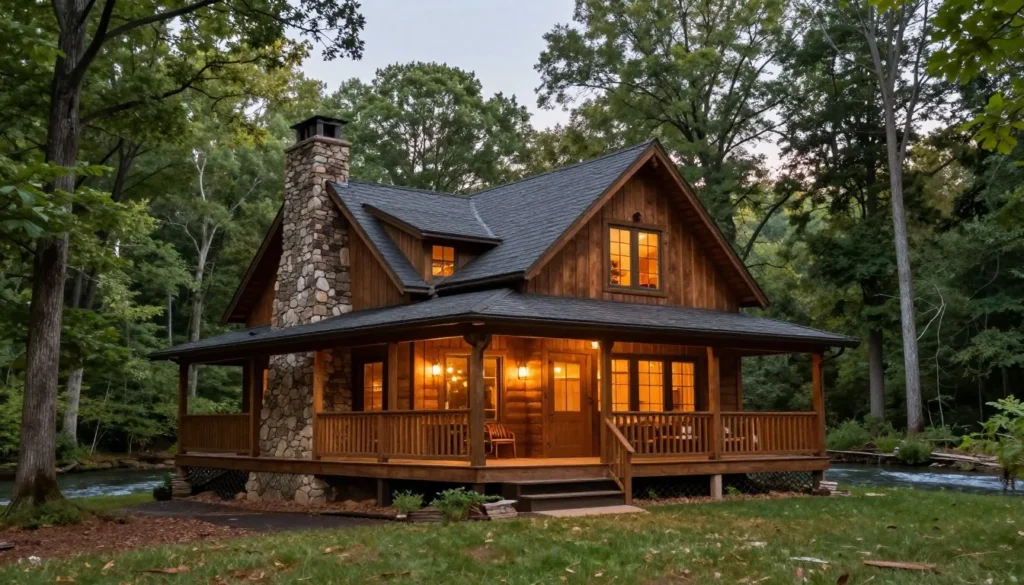 Cozy Tennessee riverside cabin surrounded by forest