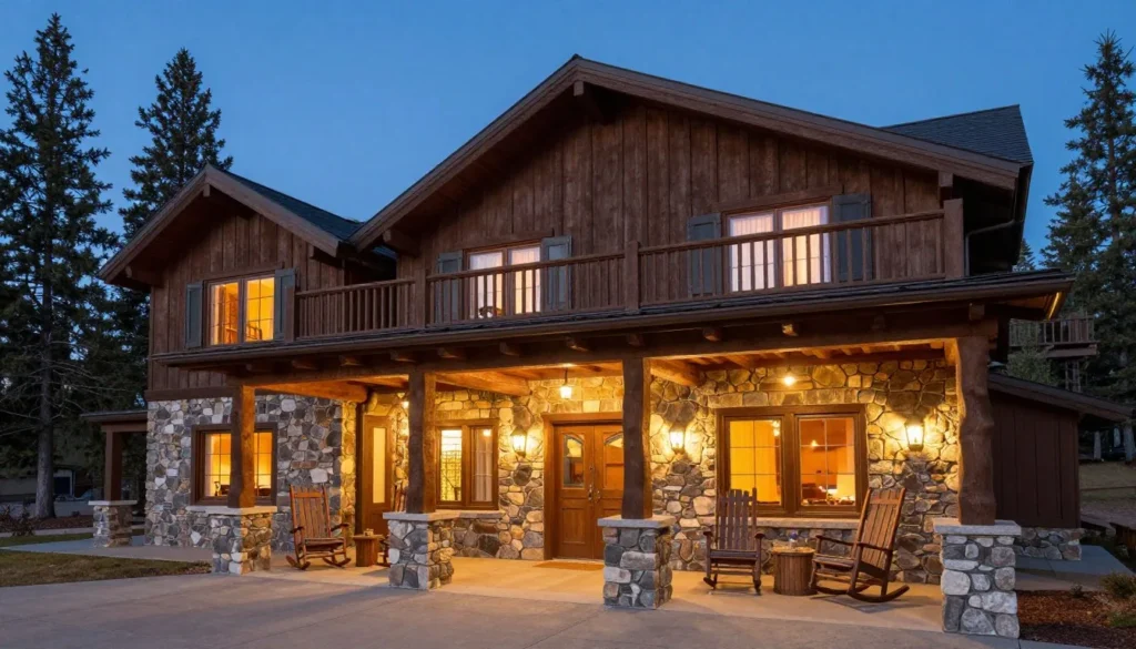 Cozy mountain lodge accommodation with welcoming entrance
