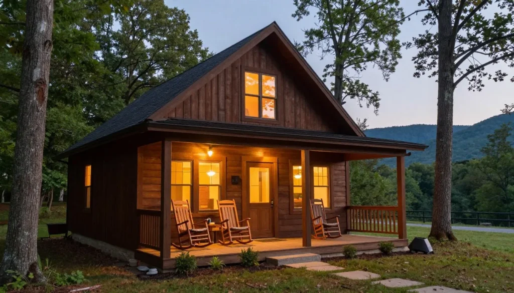 Cozy rustic cabin accommodation near Burgess Falls Tennessee surrounded by forest