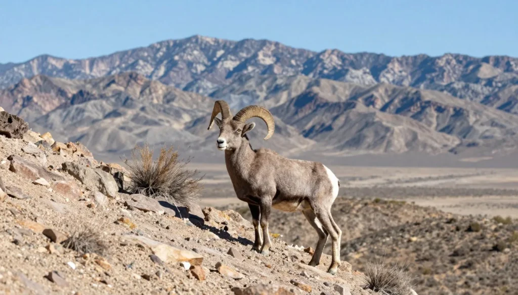 Desert bighorn sheep on rocky mountainside
