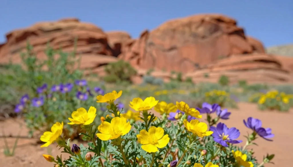 Desert wildflowers blooming in Grand Staircase–Escalante spring landscape Desert wildflowers blooming in Grand Staircase–Escalante spring landscape
