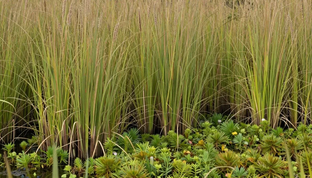 Diverse marsh vegetation types in Louisiana wetland Diverse marsh vegetation types in Louisiana wetland