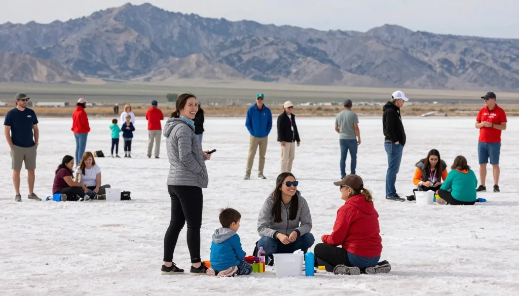 Diverse visitors enjoying memorable experiences at Great Salt Lake State Park Diverse visitors enjoying memorable experiences at Great Salt Lake State Park