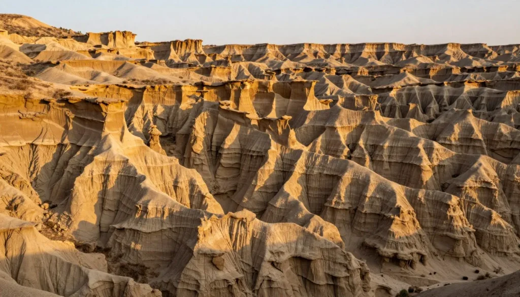 Dramatic eroded rock formations and spires at Cathedral Gorge State Park Nevada