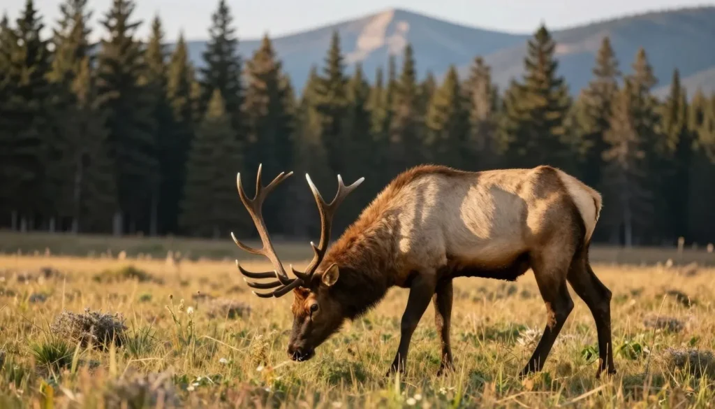 Elk grazing in mountain meadow near Pikes Peak Elk grazing in mountain meadow near Pikes Peak