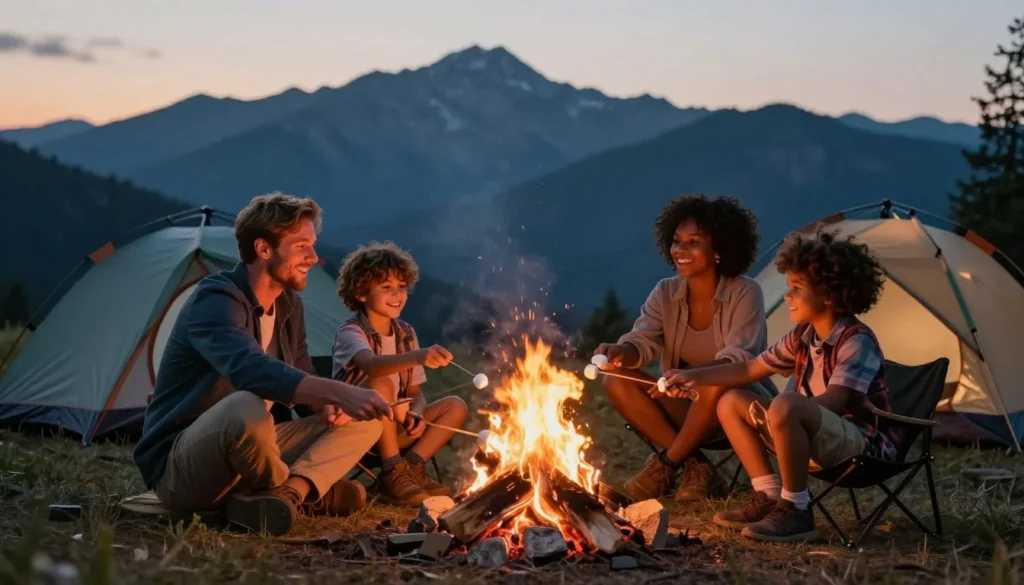 Family camping scene at Spinney Mountain State Park Family camping scene at Spinney Mountain State Park