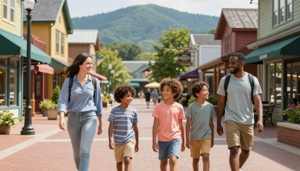Family enjoying attractions in Pigeon Forge near Cedar Island Tennessee