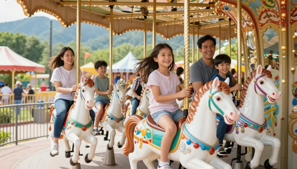 Family enjoying theme park rides at Pigeon Forge attraction