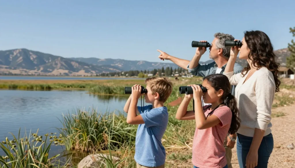 Family exploring San Luis Lakes natural area Family exploring San Luis Lakes natural area