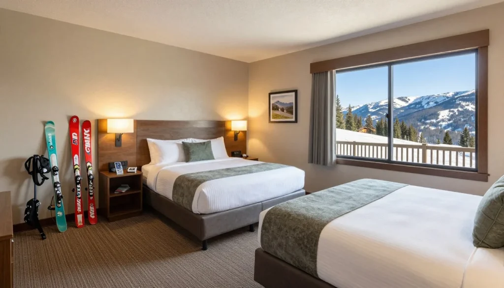 Family-friendly hotel room interior near Eagle Point Resort showing comfortable accommodations Family-friendly hotel room interior near Eagle Point Resort showing comfortable accommodations