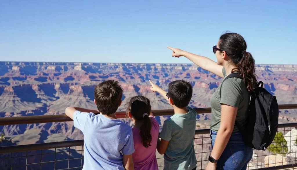 Family with children enjoying views at Royal Gorge observation area Family with children enjoying views at Royal Gorge observation area