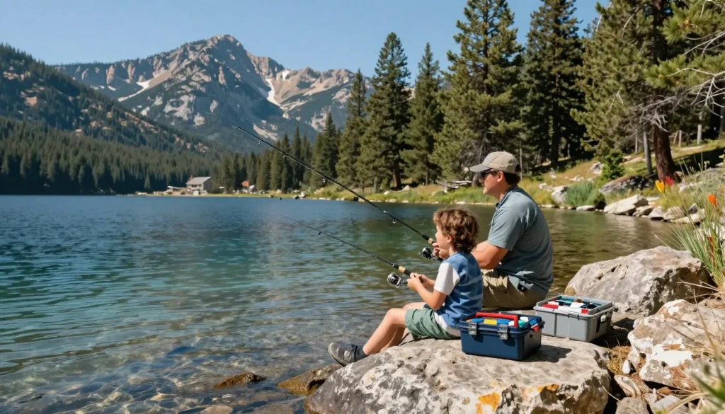 Fishing at Mancos State Park lake shore