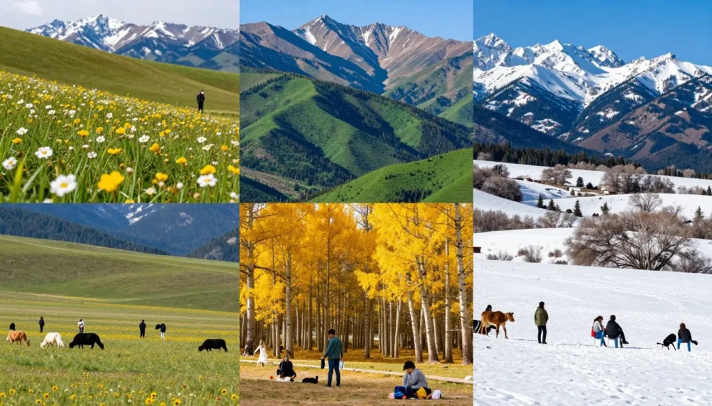 Four seasons collage showing Heber Valley throughout the year with outdoor enthusiasts