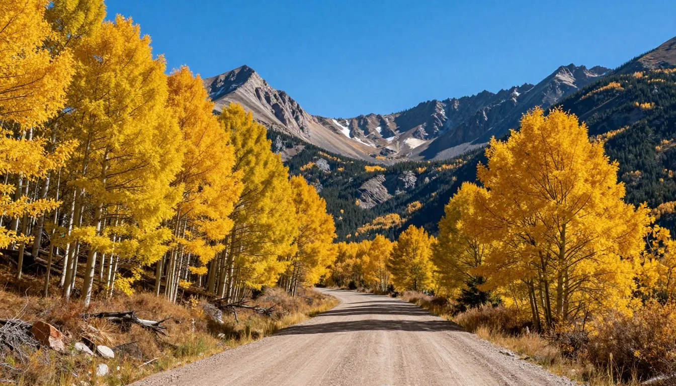 Golden-aspen-groves-along-Kebler-Pass-road-in-Colorado-with-mountain-views Golden aspen groves along Kebler Pass road in Colorado with mountain views