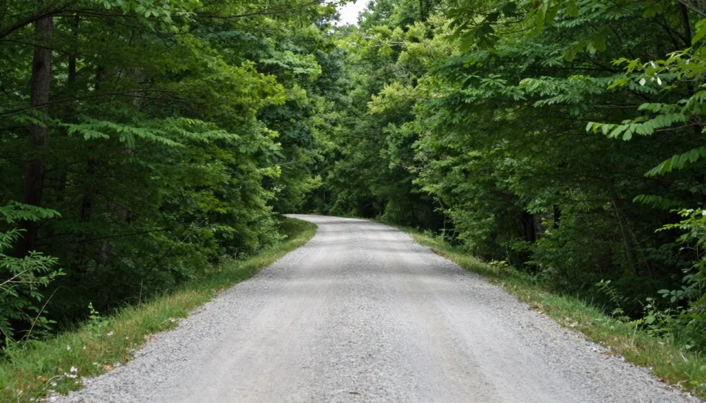 Gravel forest road through Tennessee wilderness