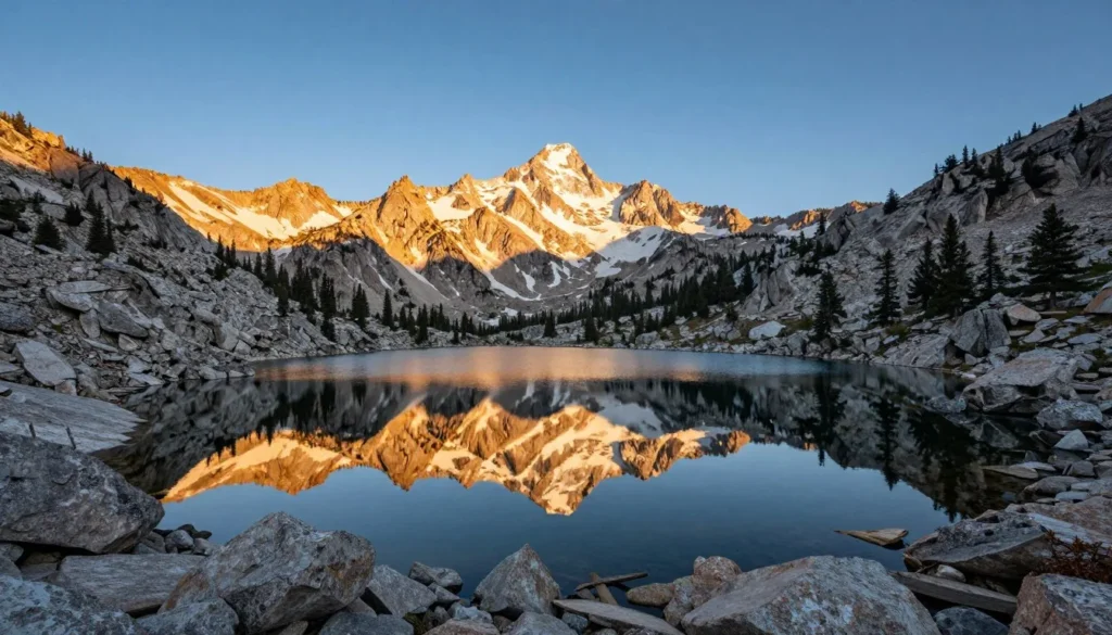 Great Basin wilderness alpine lake reflection with Wheeler Peak Great Basin wilderness alpine lake reflection with Wheeler Peak
