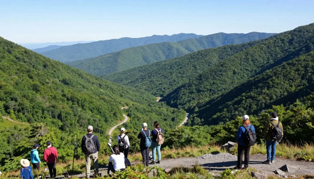 Great Smoky Mountains National Park entrance area with mountain views