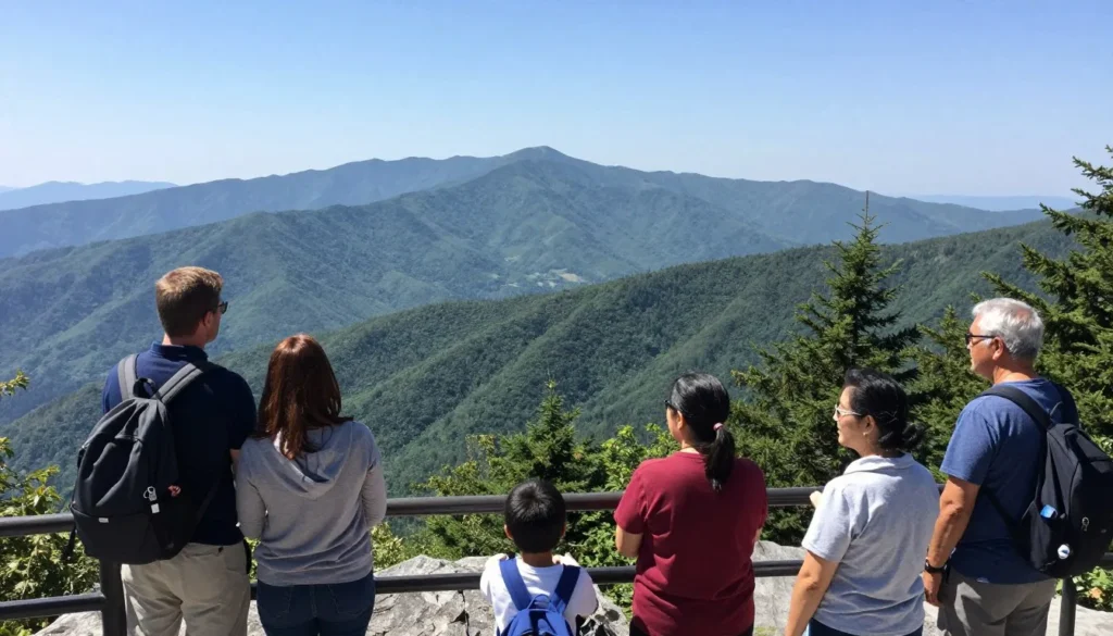 Great Smoky Mountains scenic overlook with visitors