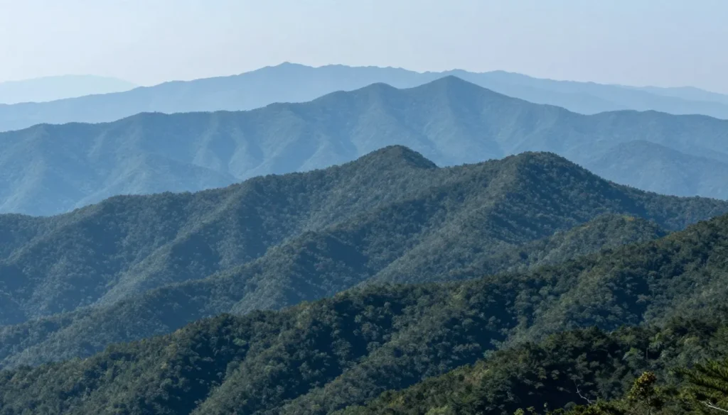 Great Smoky Mountains vista with multiple ridges fading into blue distance
