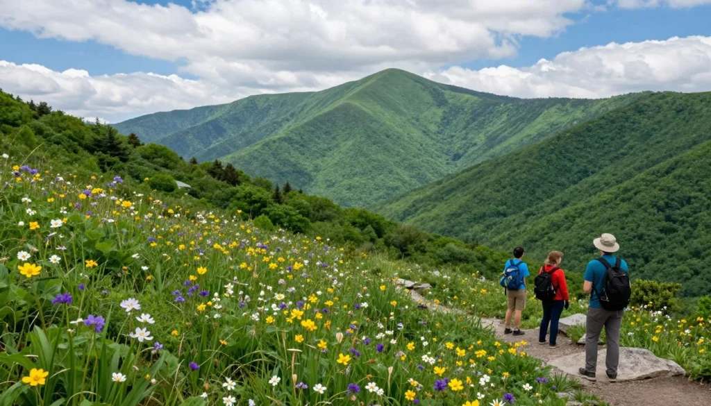 Great Smoky Mountains with spring wildflowers blooming