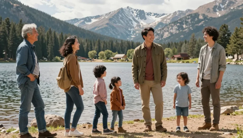 Happy diverse family group enjoying Lathrop State Park Colorado