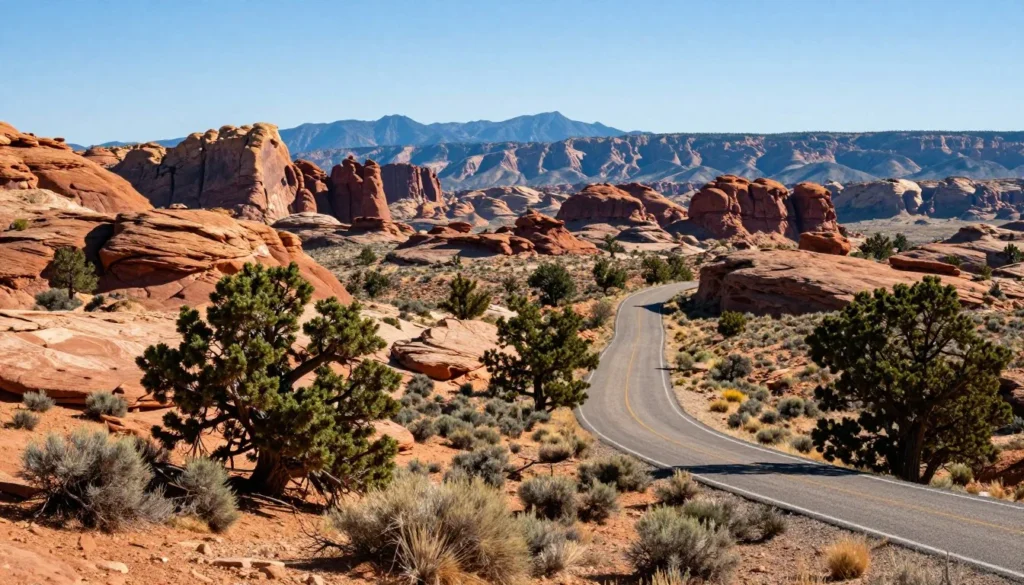 High desert landscape near Edge of the Cedars State Park with red rock formations