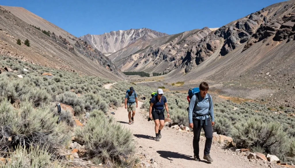 Hikers on Robinson Mountains Nevada trail
