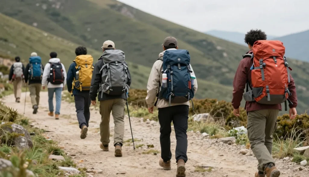 Hikers prepared with proper gear on Raton Mesa trail
