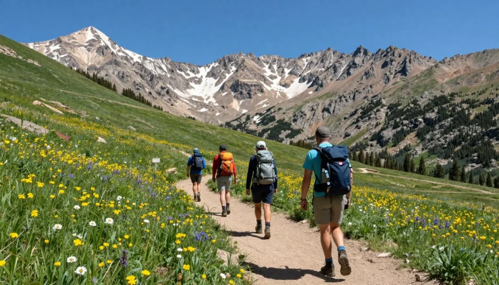 Hiking trail in San Juan Mountains near Ouray Colorado Hiking trail in San Juan Mountains near Ouray Colorado